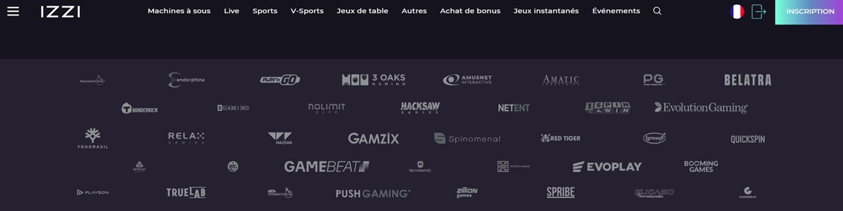 logiciels utilisés par Izzi Casino