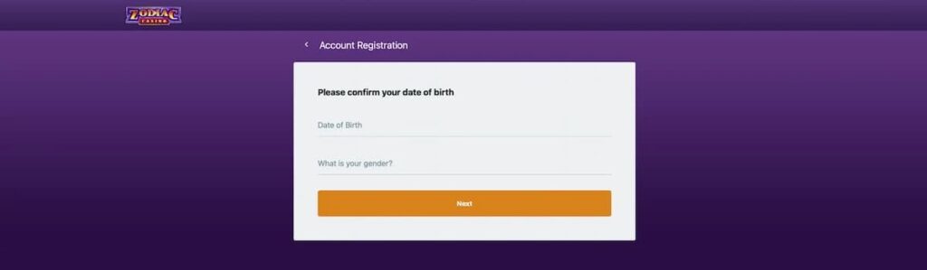 s'inscrire sur zodiac casino